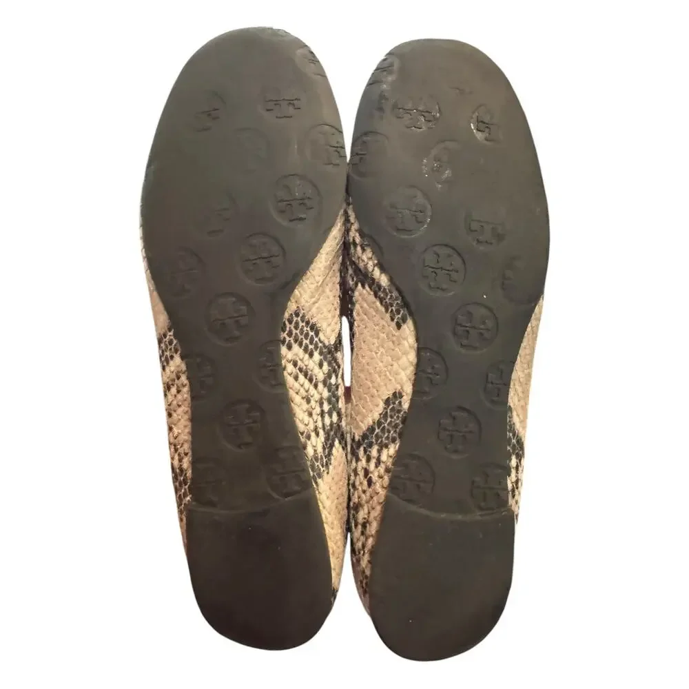 Tory Burch Reva Snake Print Leather Ballet Flats Women’s 7.5